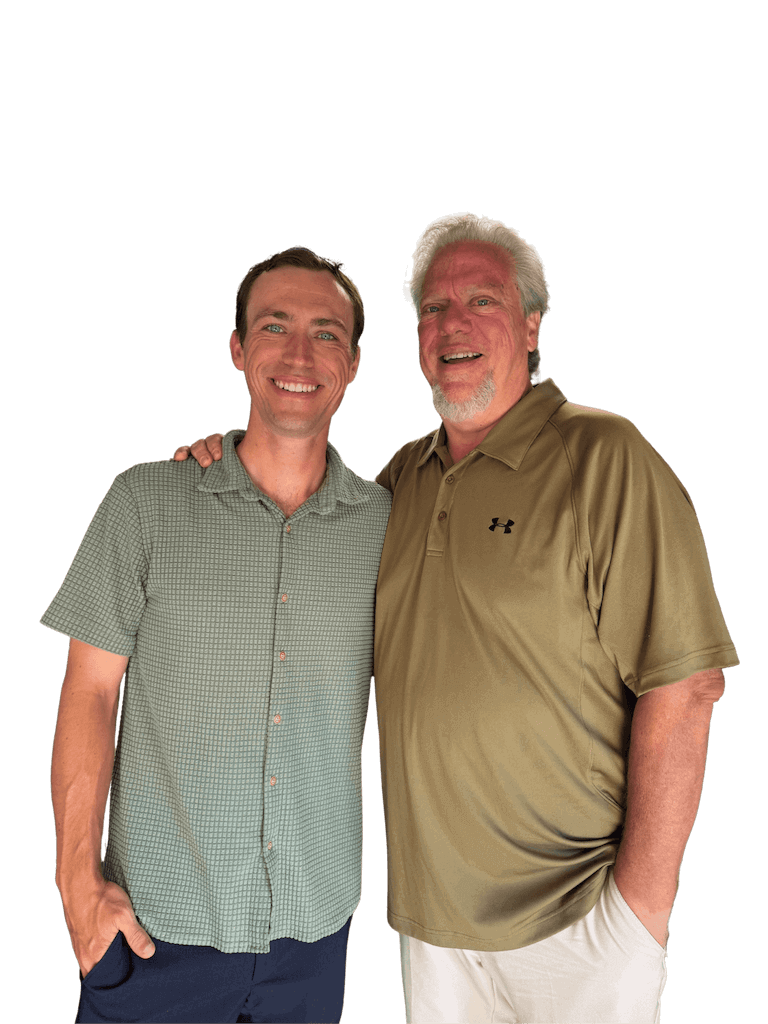 Father and son chiropractors Brian and Riley Miller standing together