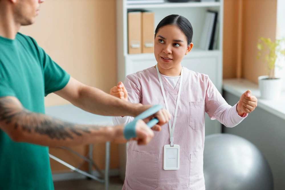 Chiropractor discussing wellness philosophy with patient
